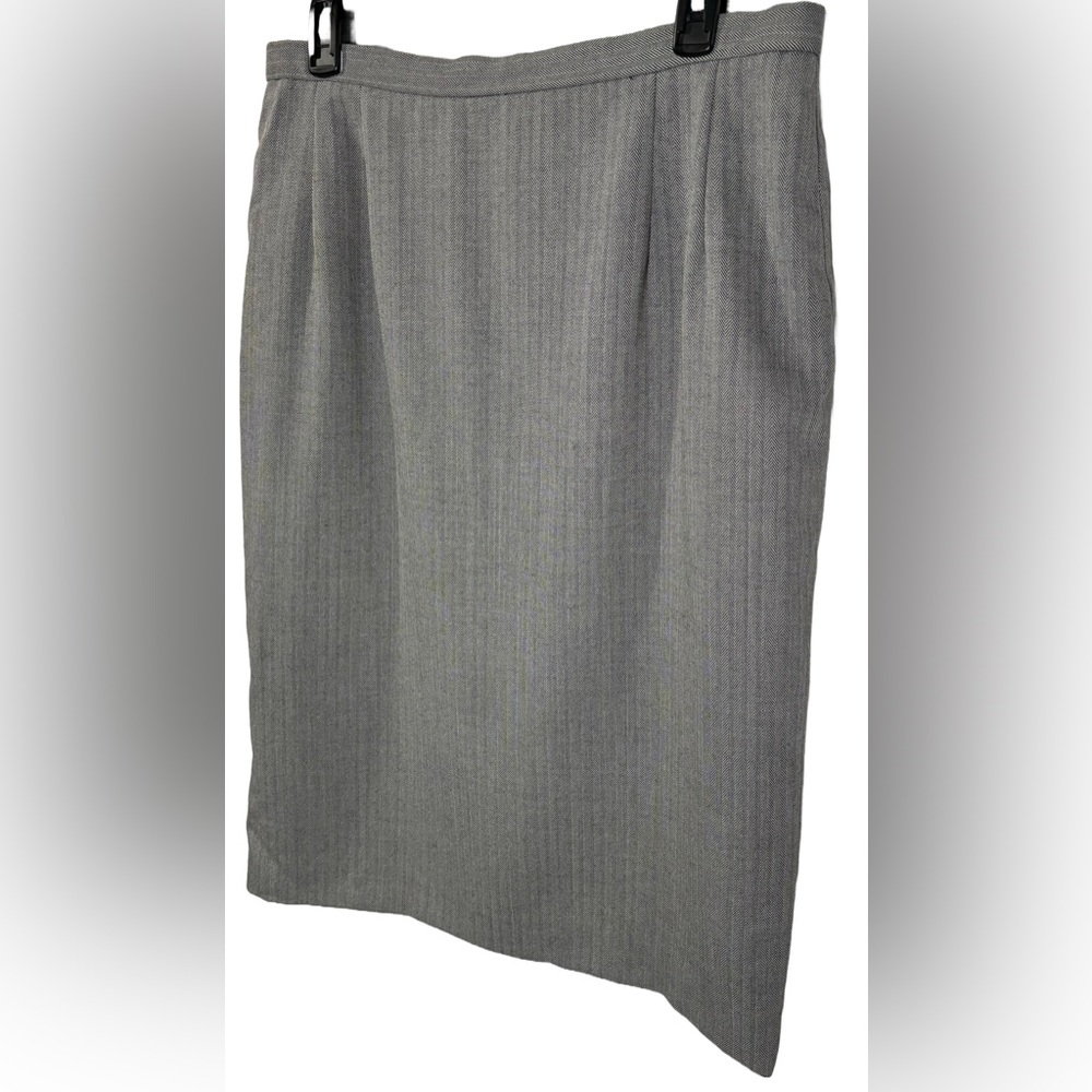 Pendleton 14 Gray Harringbone Pattern Pencil Skirt - image 2